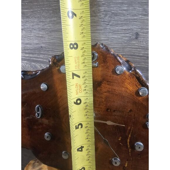Vintage Live Edge Wood Desk Clock Standing 8" X 10.5" Hand Made - Picture 9 of 10